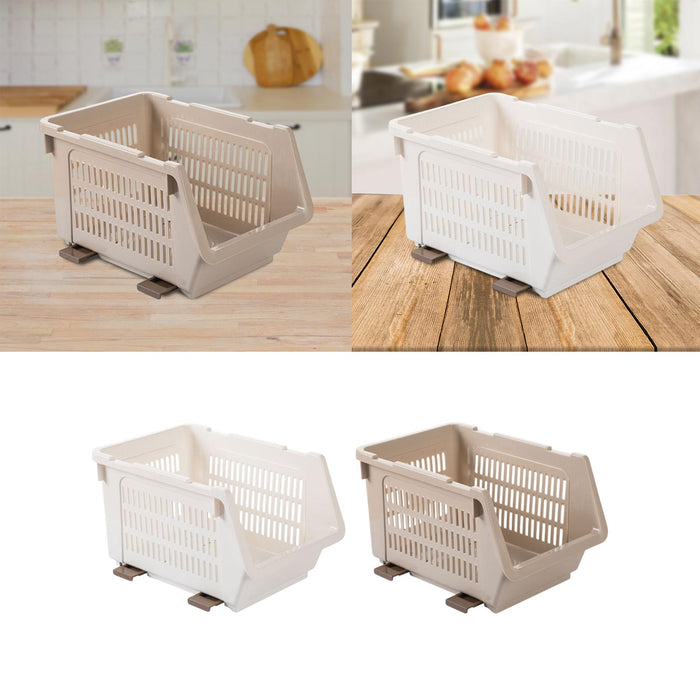 Crofta Stacking Storage Basket Cabinet Storage Rack for Bathroom Countertops Closet White