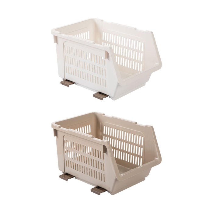 Crofta Stacking Storage Basket Cabinet Storage Rack for Bathroom Countertops Closet White