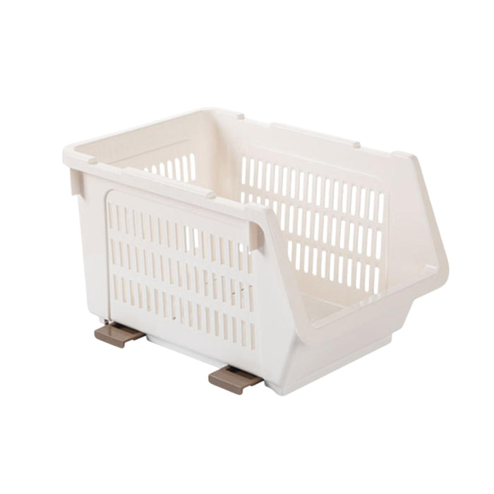 Crofta Stacking Storage Basket Cabinet Storage Rack for Bathroom Countertops Closet White