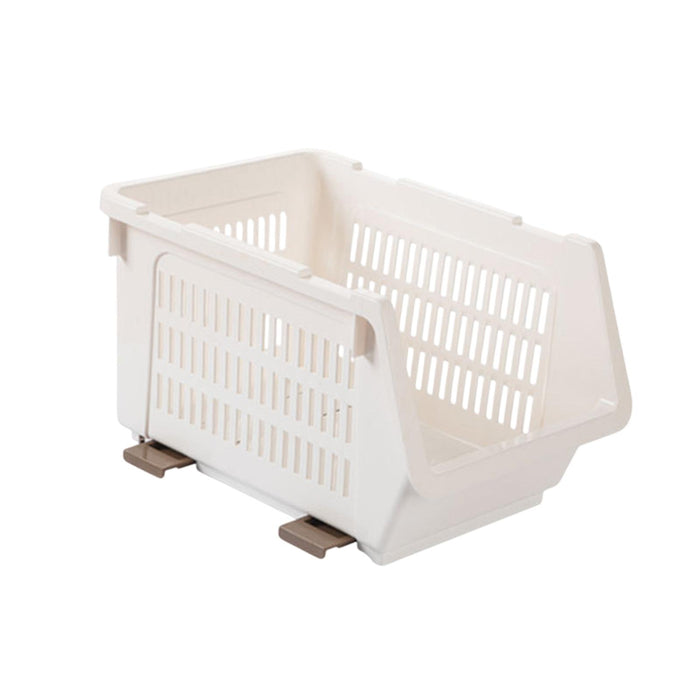 Crofta Stacking Storage Basket Cabinet Storage Rack for Bathroom Countertops Closet White