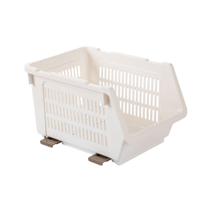 Crofta Stacking Storage Basket Cabinet Storage Rack for Bathroom Countertops Closet White