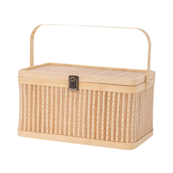 Crofta Gift Basket for Picnic Versatile Bamboo Woven Basket for Pastry Snacks Bread