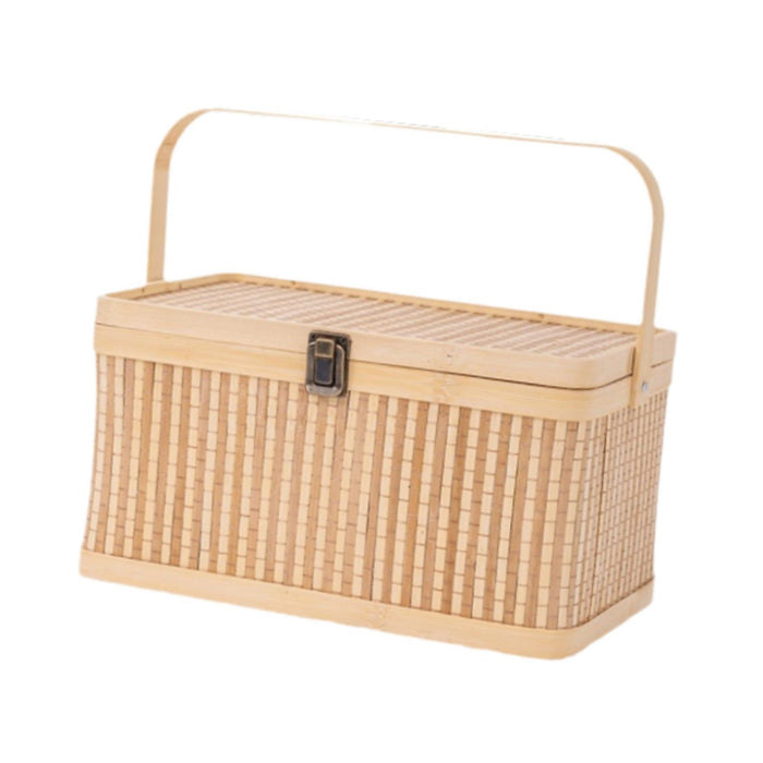 Crofta Gift Basket for Picnic Versatile Bamboo Woven Basket for Pastry Snacks Bread