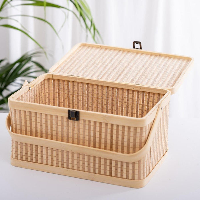 Crofta Gift Basket for Picnic Versatile Bamboo Woven Basket for Pastry Snacks Bread