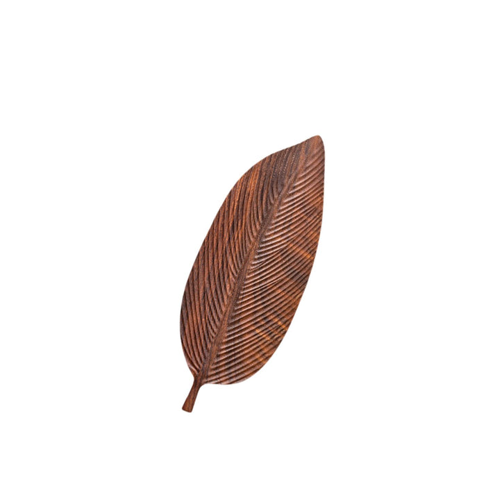 Crofta Tea Serving Tray Decorative Tray Wood Organizer Dish Leaf Shaped Wooden Tray 48cmx18cmx2cm