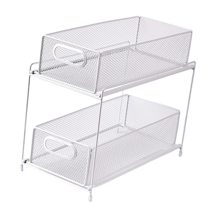 Crofta Under Sink Rack Cabinet Carbon Steel Slide Out Storage Drawer Sliding Basket