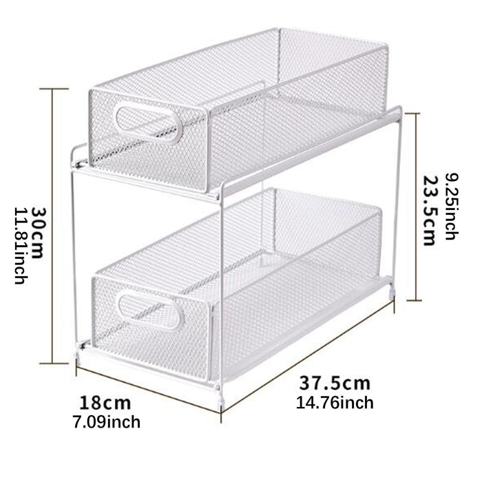 Crofta Under Sink Rack Cabinet Carbon Steel Slide Out Storage Drawer Sliding Basket