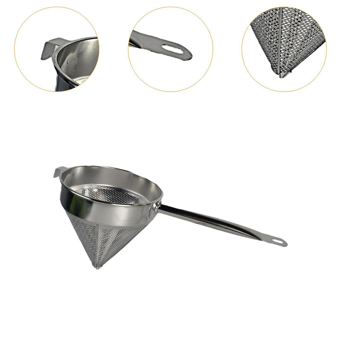 Crofta Stainless Steel Bouillon Strainer 8 inch Colander for Straining Sauce Sauces