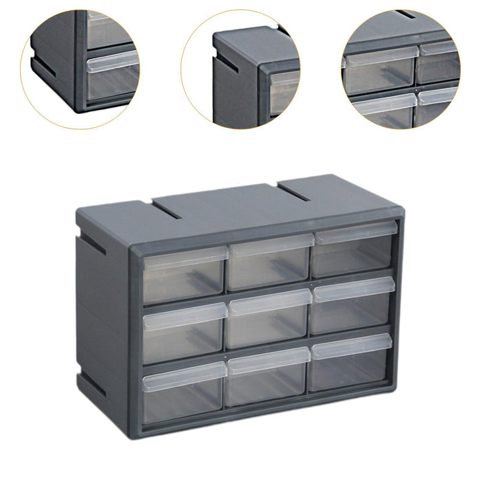 Crofta 9 Drawer Storage Organizer Cabinet Bead Organizer for Storing Nuts and Bolts grey