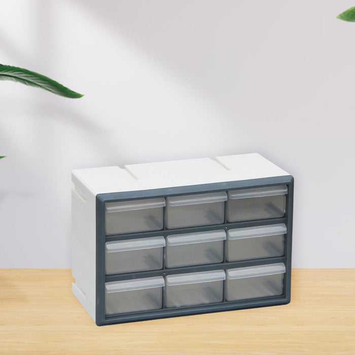 Crofta 9 Drawer Storage Organizer Cabinet Bead Organizer for Storing Nuts and Bolts grey and white