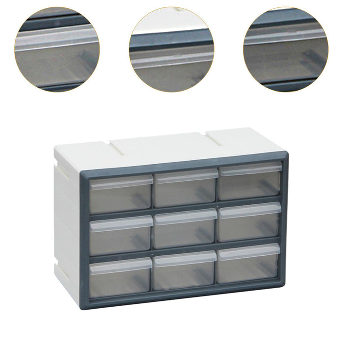 Crofta 9 Drawer Storage Organizer Cabinet Bead Organizer for Storing Nuts and Bolts grey and white