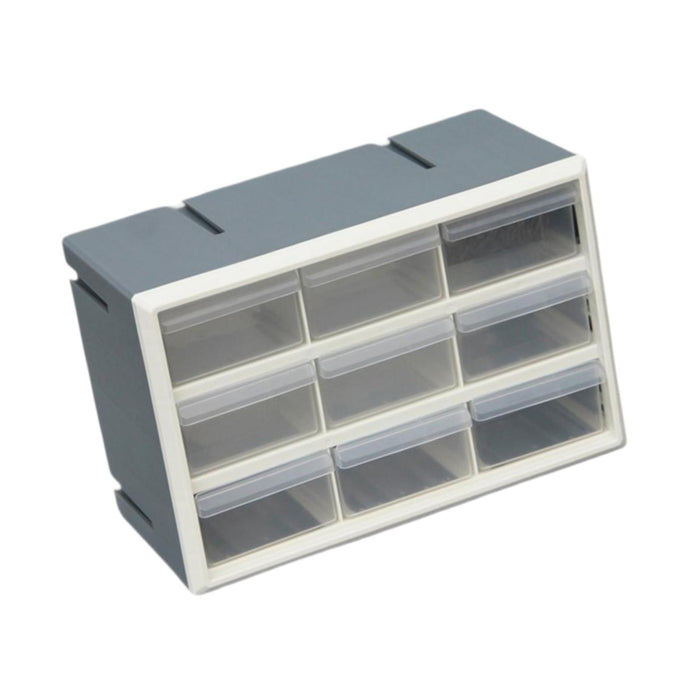 Crofta 9 Drawer Storage Organizer Cabinet Bead Organizer for Storing Nuts and Bolts white and grey