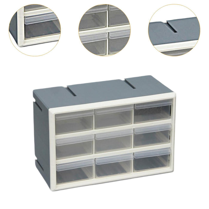 Crofta 9 Drawer Storage Organizer Cabinet Bead Organizer for Storing Nuts and Bolts white and grey