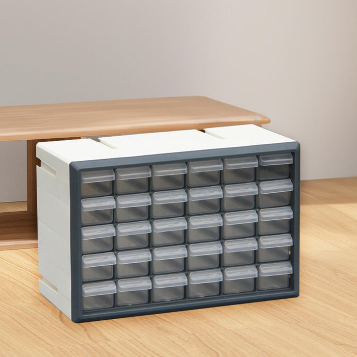 Crofta 30 Drawer Storage Organizer Cabinet Craft Cabinet for Storing Nuts and Bolts grey and white