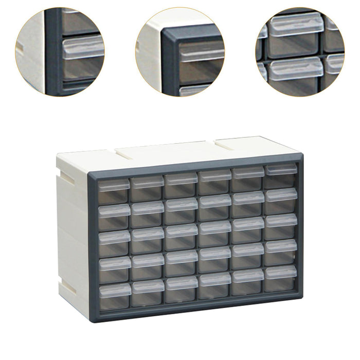 Crofta 30 Drawer Storage Organizer Cabinet Craft Cabinet for Storing Nuts and Bolts grey and white