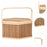 Crofta Woven Bamboo Basket with Top Handle Bamboo Woven Basket for Tea Picnic Bread