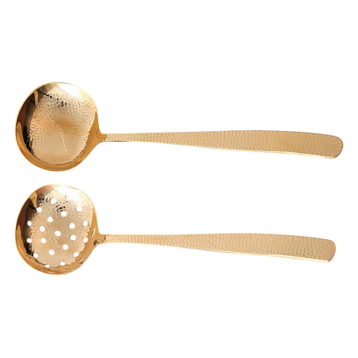 Crofta Hammered Copper Spoon for Kitchen Brass Spoon for Cooking Restaurant Kitchen Soup Ladle