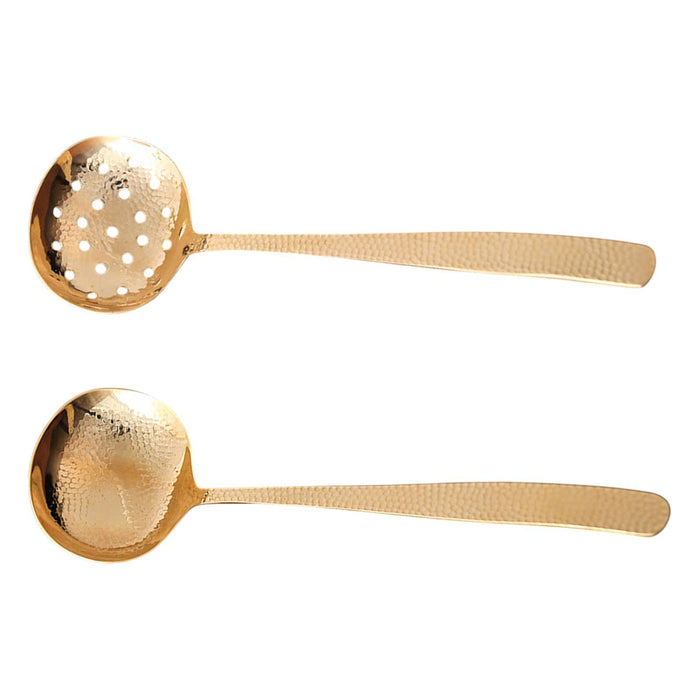 Crofta Hammered Copper Spoon for Kitchen Brass Spoon for Cooking Restaurant Kitchen Soup Ladle