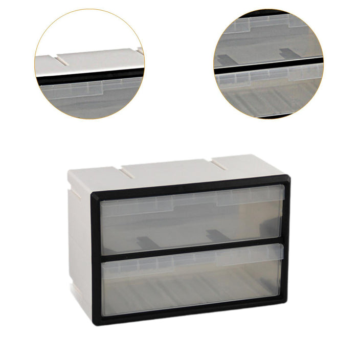 Crofta Drawer Storage Cabinet Organizer Home Container for Small Items Beads Screws 2 drawers