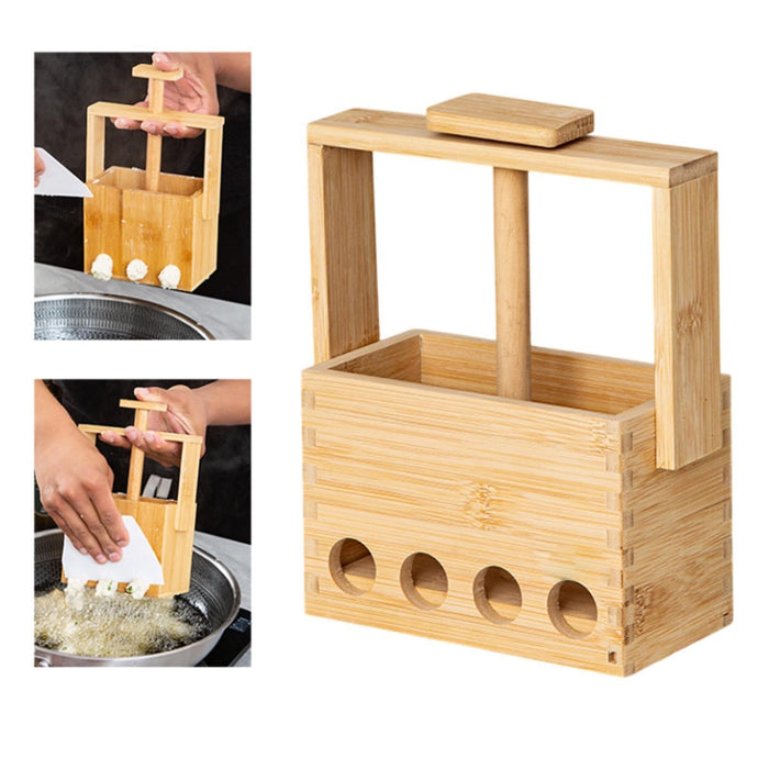 Crofta Meatball Dispenser Tool Bamboo Meatball Making Tool for Household BBQ Burger Dia 25mm 4 Holes