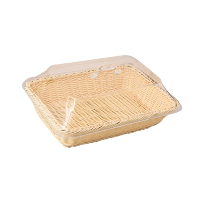 Crofta Bread Basket Imitation Rattan Holder Fruit Tray for Table Picnic Coffee Shop 35cmx25cmx15cm