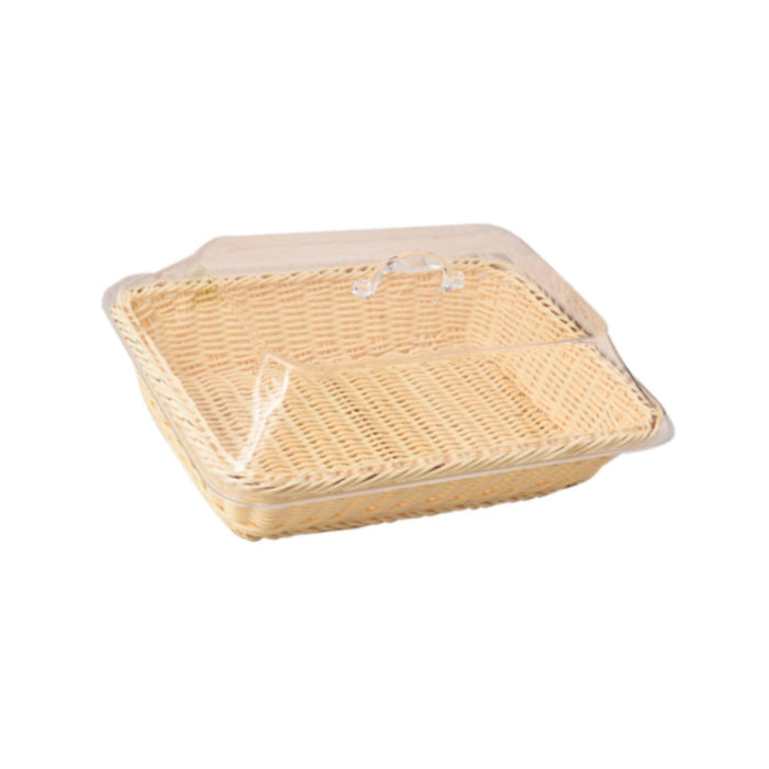 Crofta Bread Basket Imitation Rattan Holder Fruit Tray for Table Picnic Coffee Shop 35cmx25cmx15cm