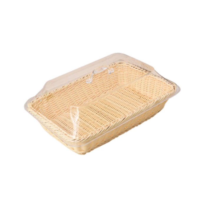 Crofta Bread Basket Imitation Rattan Holder Fruit Tray for Table Picnic Coffee Shop 35cmx25cmx15cm