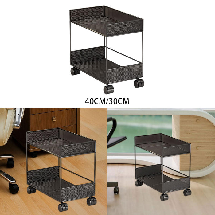 Crofta Metal Rolling Cart Multipurpose Mobile Rolling Cart for Kitchen Hotel Office L