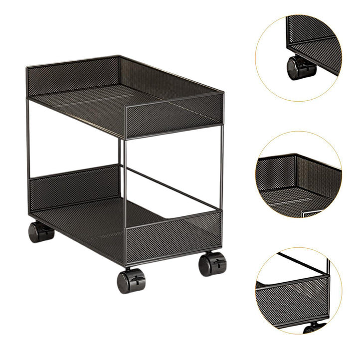 Crofta Metal Rolling Cart Multipurpose Mobile Rolling Cart for Kitchen Hotel Office L