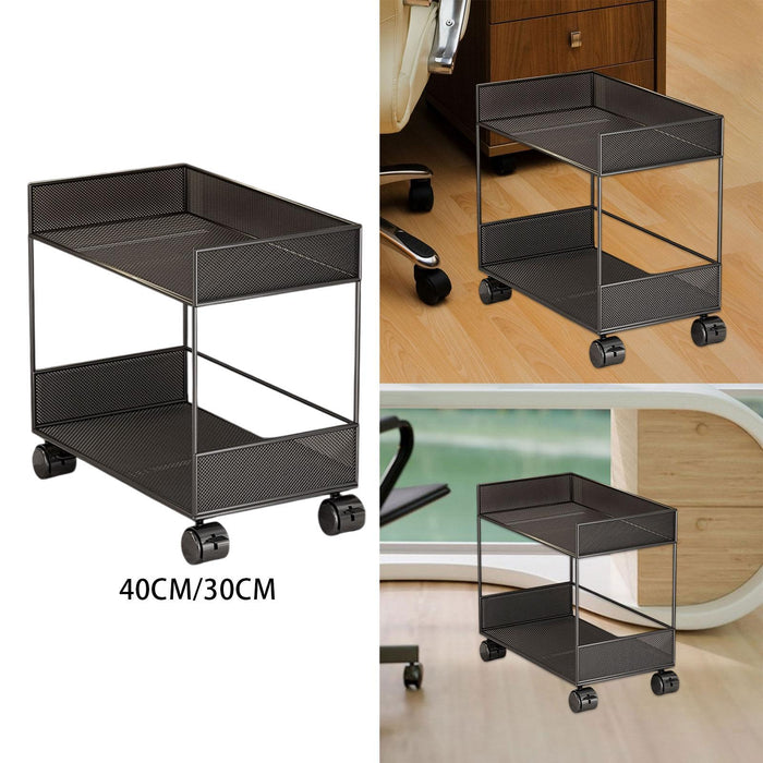 Crofta Metal Rolling Cart Multipurpose Mobile Rolling Cart for Kitchen Hotel Office L