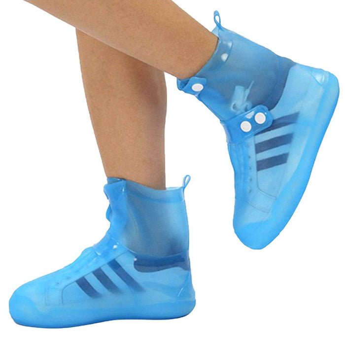 Waterproof Rain Snow Shoe Covers Foldable Thicken Sole Overshoes Blue L