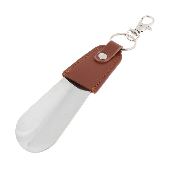 Stainless Steel Shoe Horn with Keychain Classic Travel Shoehorn Lifte Brown