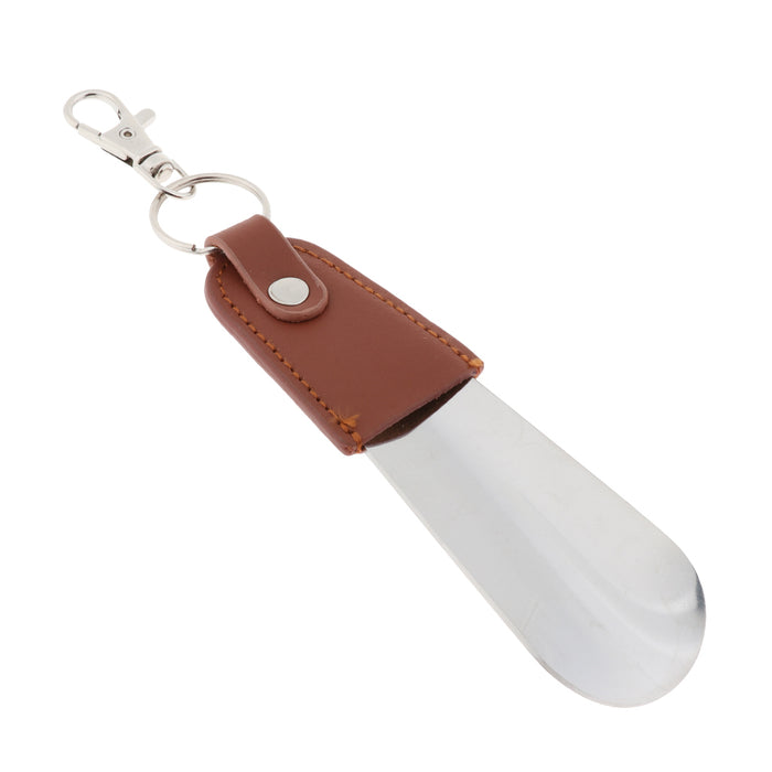 Stainless Steel Shoe Horn with Keychain Classic Travel Shoehorn Lifte Brown