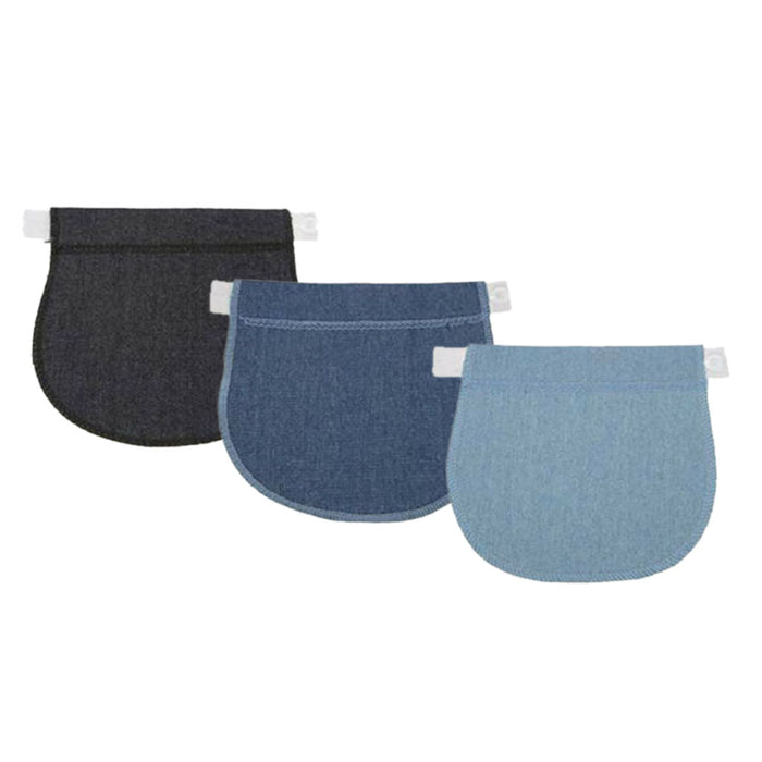 3pcs Waist Extender Pregnant Adjustable Waistband Expanders Gray Denim Blue