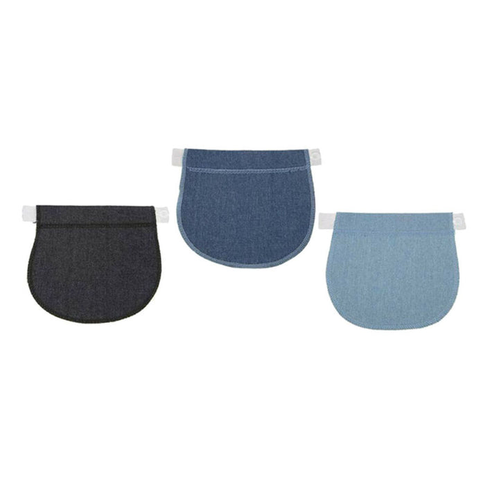 3pcs Waist Extender Pregnant Adjustable Waistband Expanders Gray Denim Blue