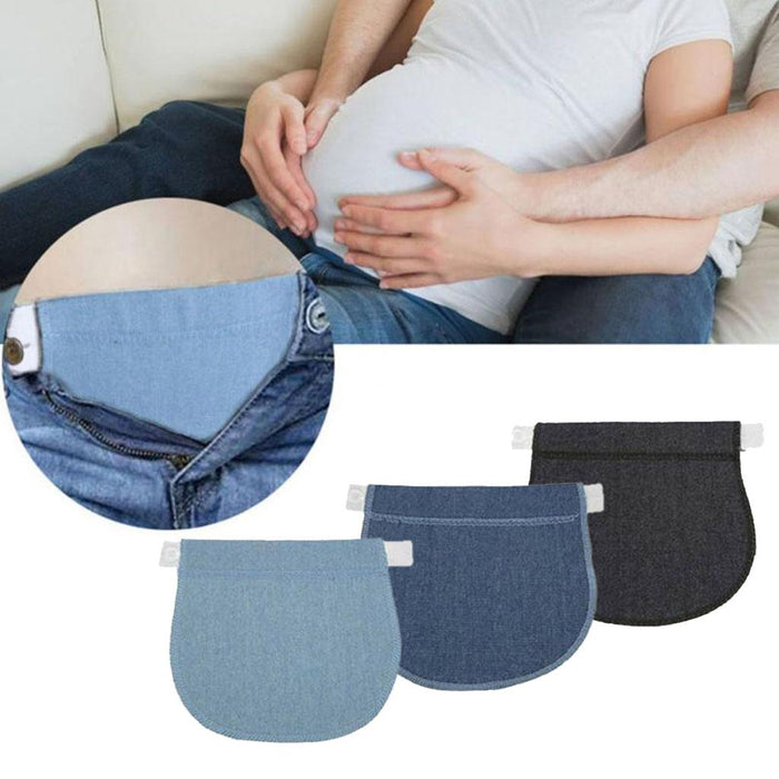 3pcs Waist Extender Pregnant Adjustable Waistband Expanders Gray Denim Blue