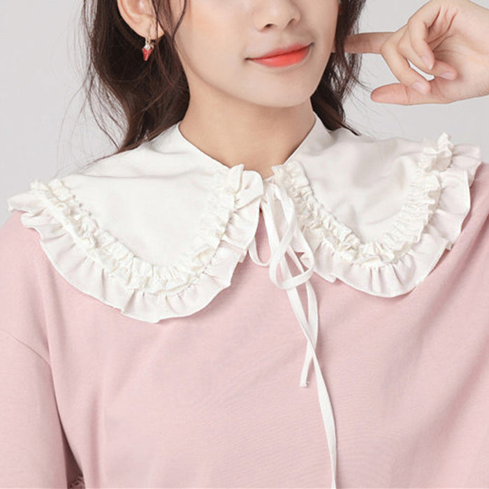 Women's Detachable False Collar Lapel Shawl Shirt Fake Choker Necklace White