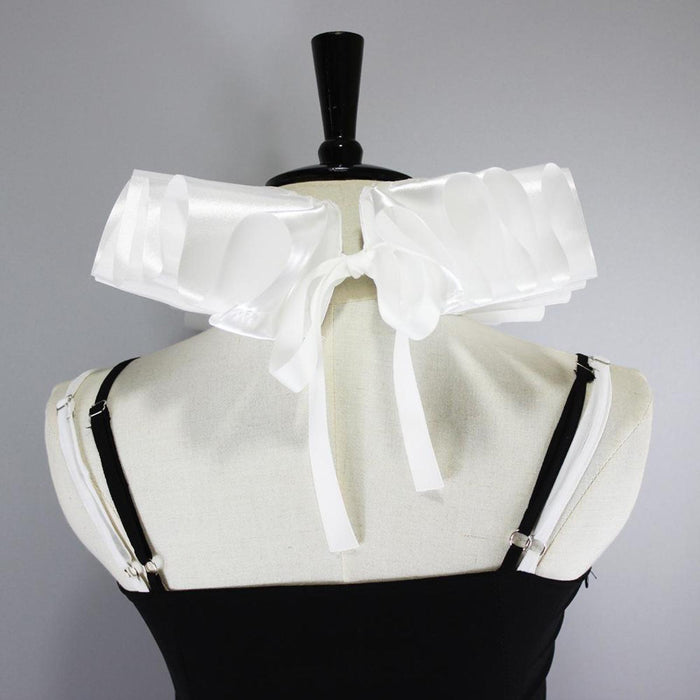 Victorian Renaissance Elizabethan Ruffled Neck Collar Clown Choker White