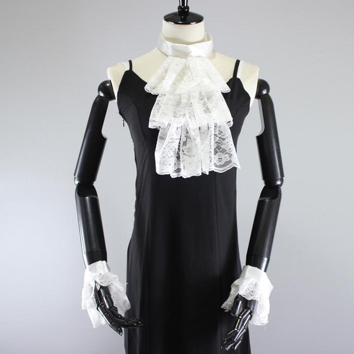 Women Lace Necktie Victorian Steampunk Ruffle Fake False Collar Half Shirt White