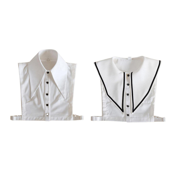 Women White Fake Half Shirt Blouse Detachable Tops Big Lapel Dicky Collar Style1