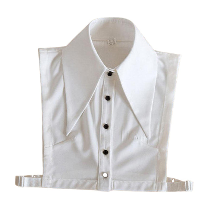 Women White Fake Half Shirt Blouse Detachable Tops Big Lapel Dicky Collar Style1