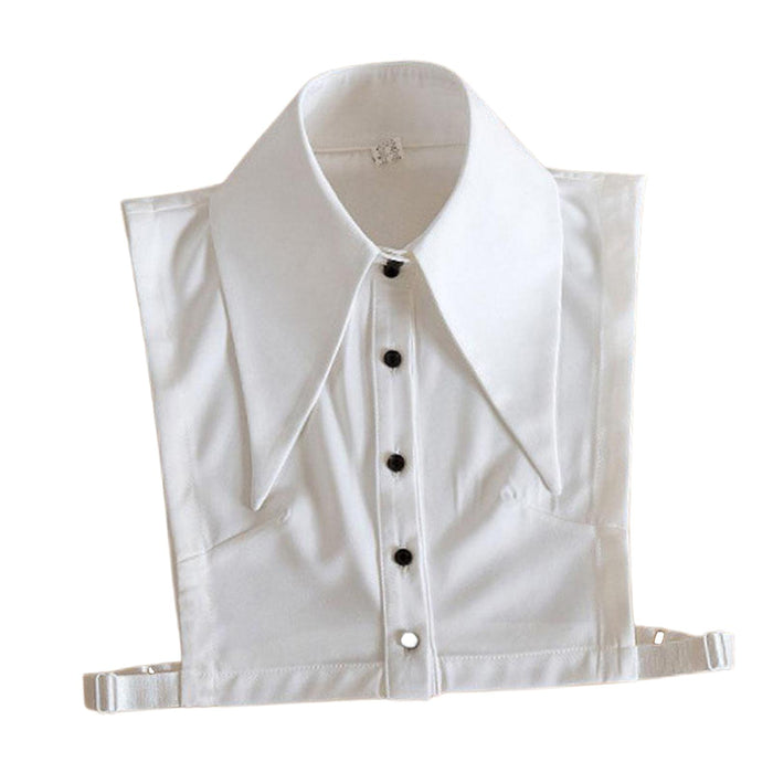 Women White Fake Half Shirt Blouse Detachable Tops Big Lapel Dicky Collar Style1