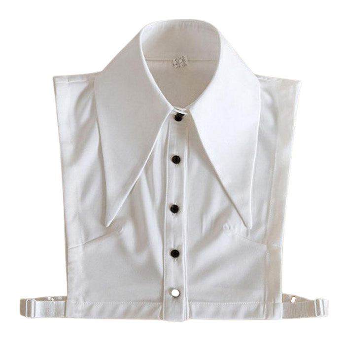 Women White Fake Half Shirt Blouse Detachable Tops Big Lapel Dicky Collar Style1