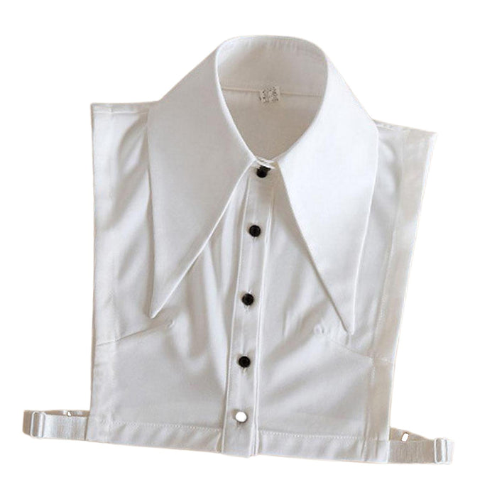 Women White Fake Half Shirt Blouse Detachable Tops Big Lapel Dicky Collar Style1