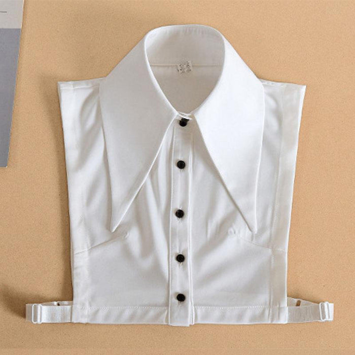 Women White Fake Half Shirt Blouse Detachable Tops Big Lapel Dicky Collar Style1