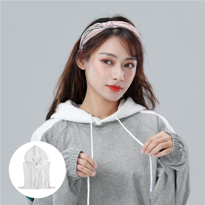 Women False Collar Clothes Cotton Fake Collar with Hat for Winter Autumn White