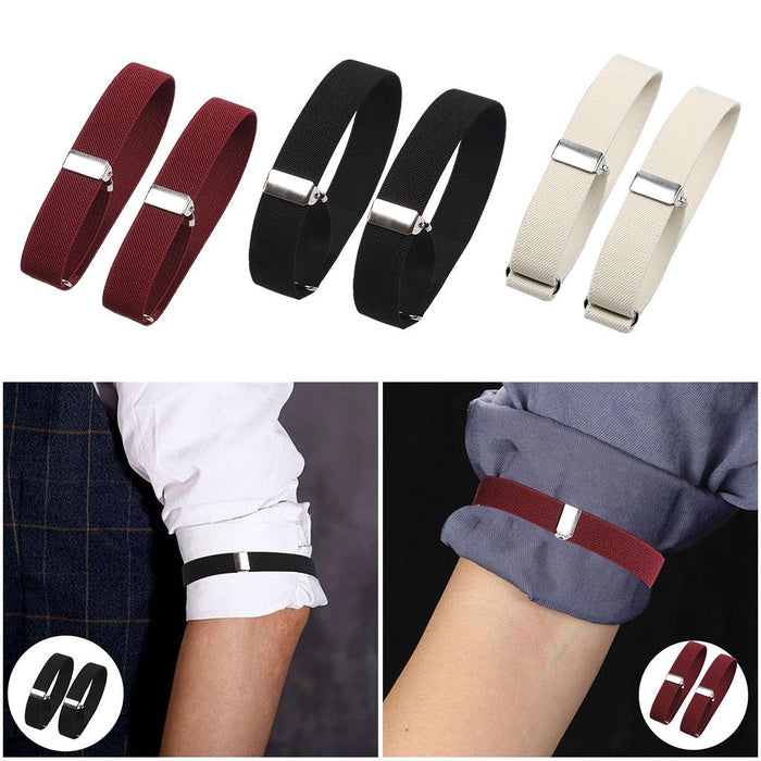 2 Pieces Fashion Mens Shirt Sleeve Holder Elasticated Armbands Women Black