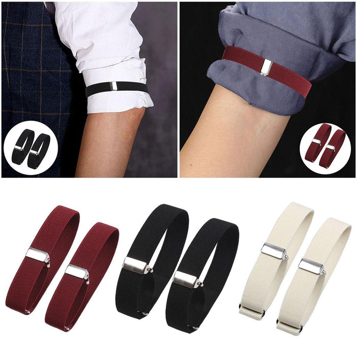 2 Pieces Fashion Mens Shirt Sleeve Holder Elasticated Armbands Women Black