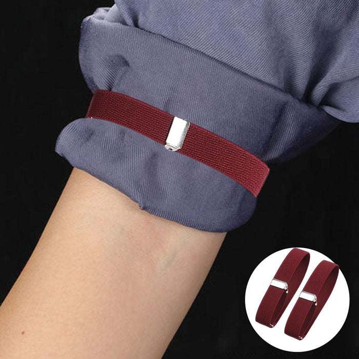 2 Pieces Fashion Mens Shirt Sleeve Holder Elasticated Armbands Women Red