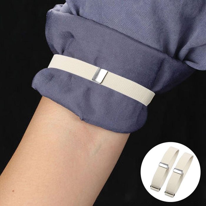 2 Pieces Fashion Mens Shirt Sleeve Holder Elasticated Armbands Women White